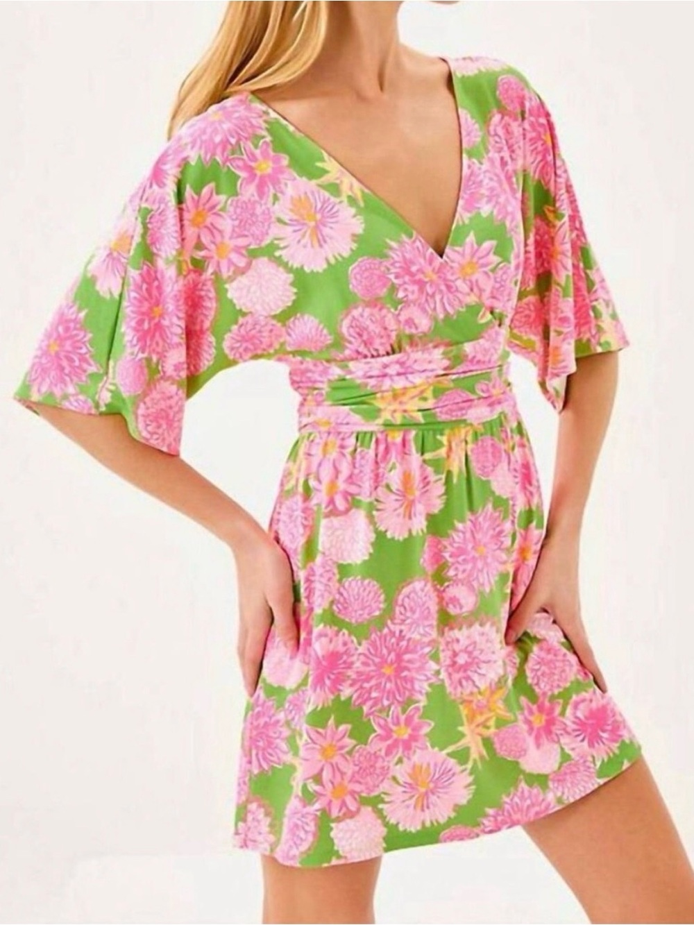 Lilly Pulitzer Parigi pink/green romper, size L